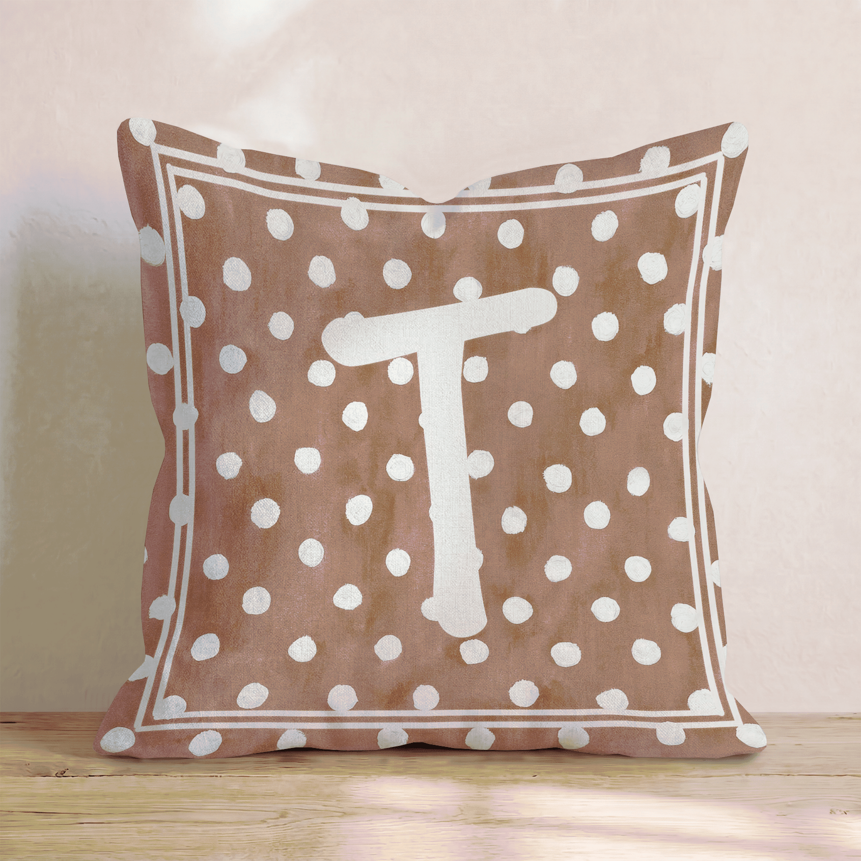 Brown Polka Dot T Throw Pillow - Hillcroft Home