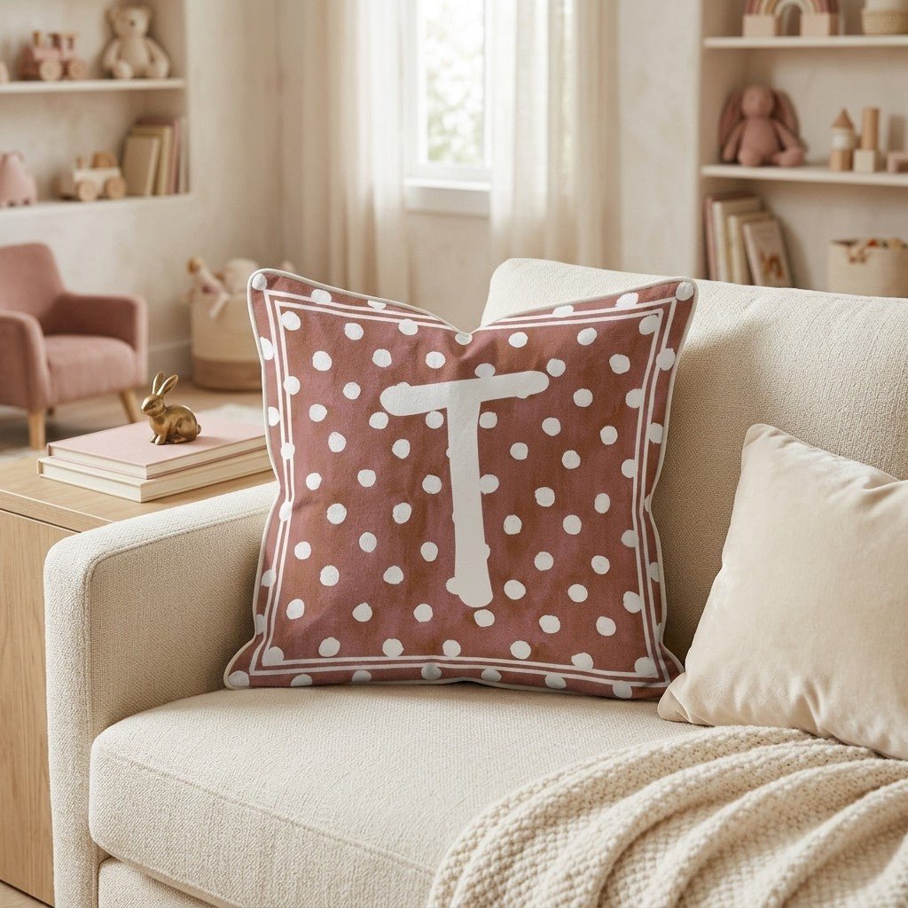 Brown Polka Dot T Throw Pillow - Hillcroft Home