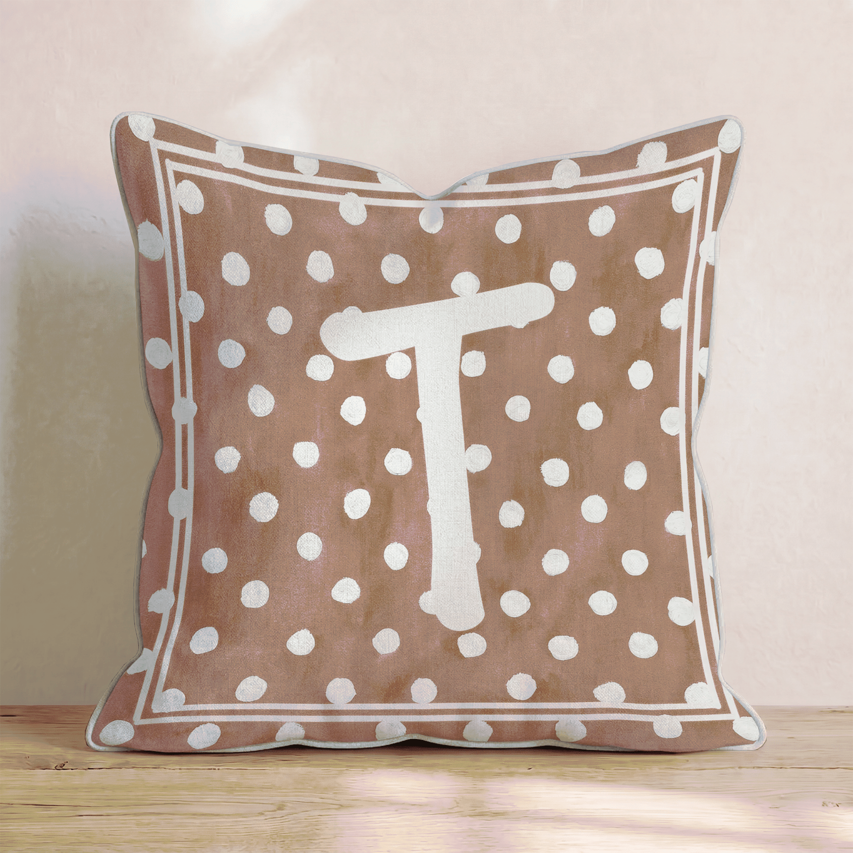 Brown Polka Dot T Throw Pillow - Hillcroft Home