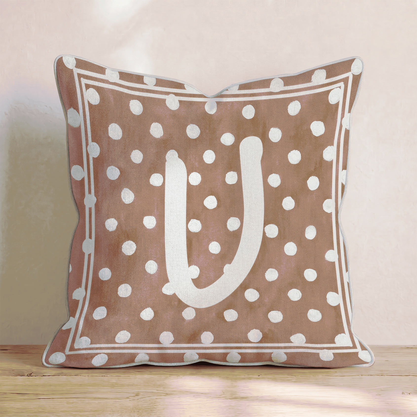 Brown Polka Dot U Throw Pillow - Hillcroft Home
