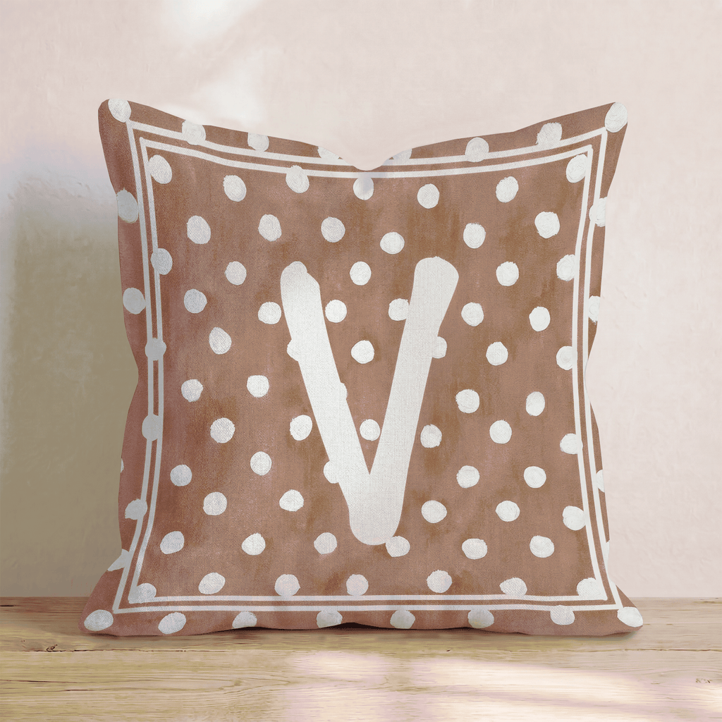 Brown Polka Dot V Throw Pillow - Hillcroft Home