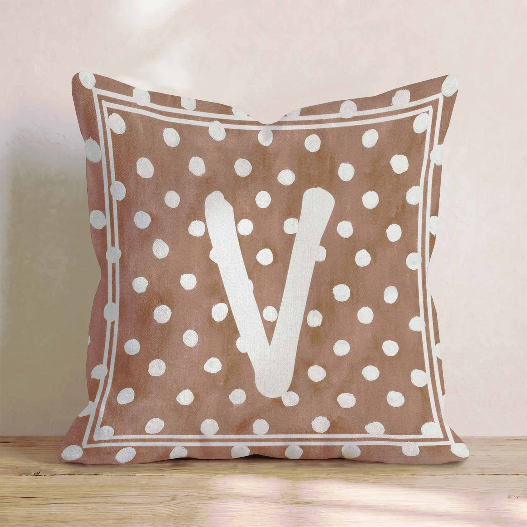 Brown Polka Dot V Throw Pillow - Hillcroft Home