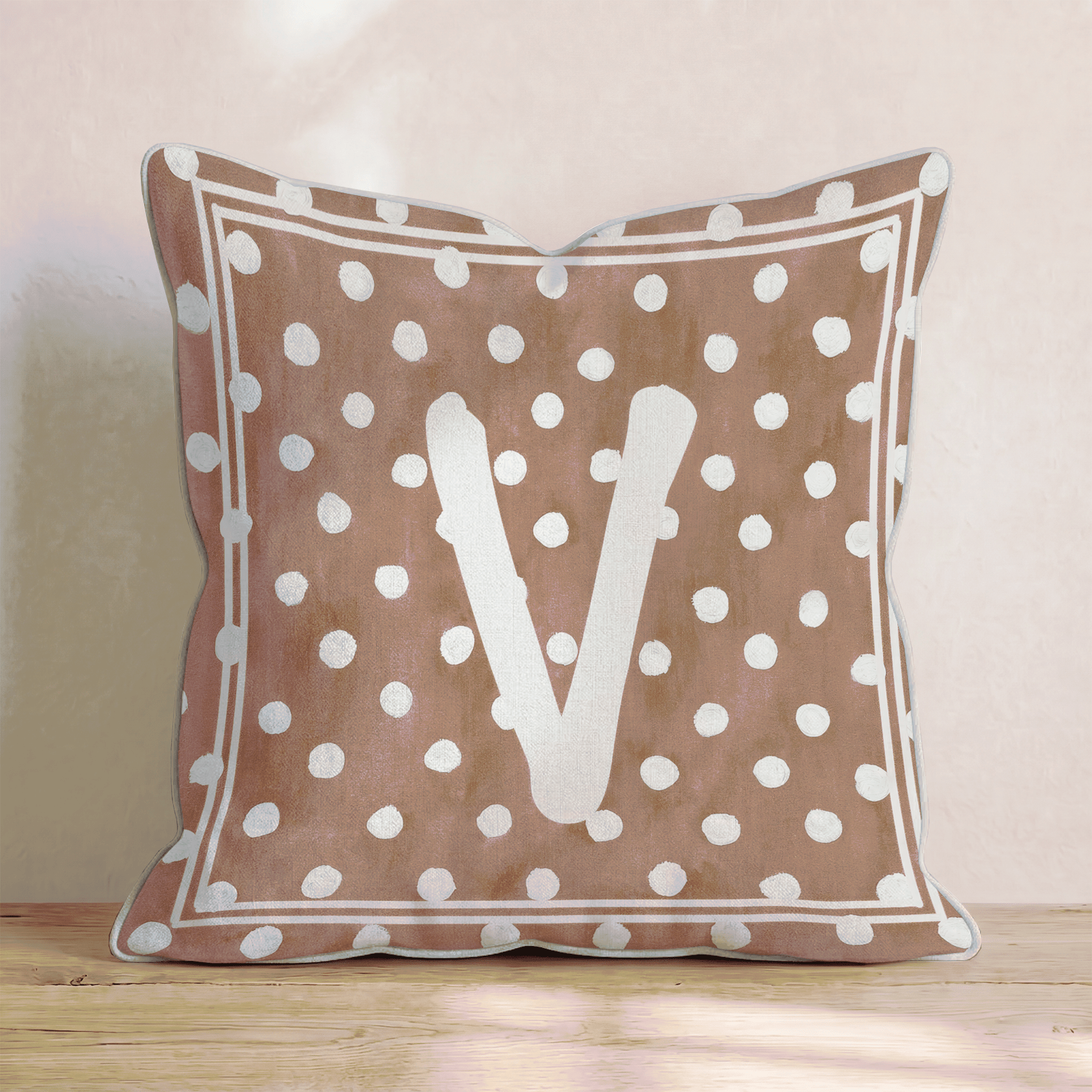 Brown Polka Dot V Throw Pillow - Hillcroft Home