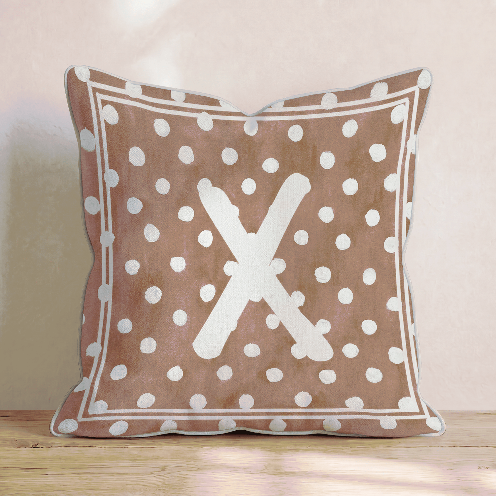 Brown Polka Dot X Throw Pillow - Hillcroft Home
