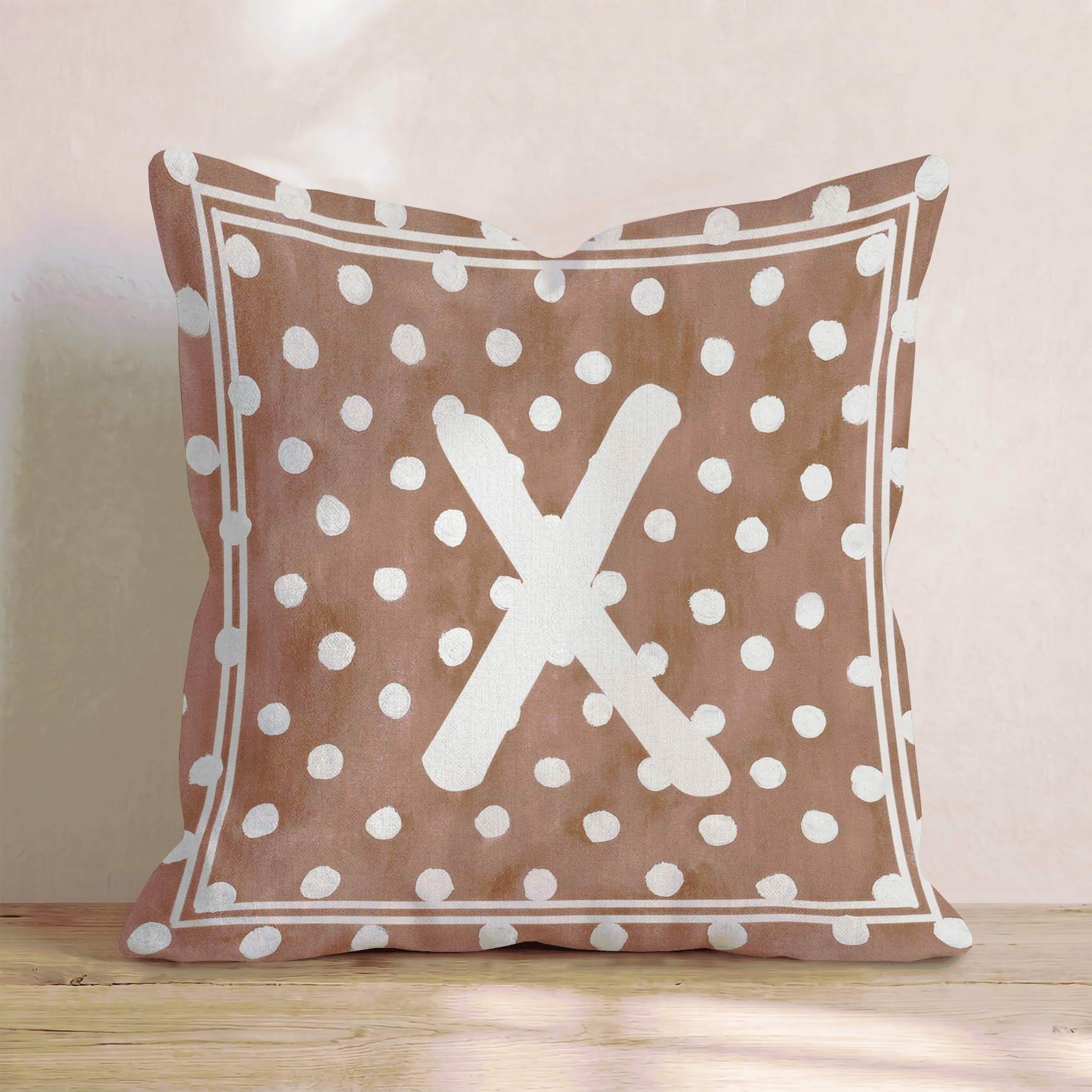 Brown Polka Dot X Throw Pillow - Hillcroft Home