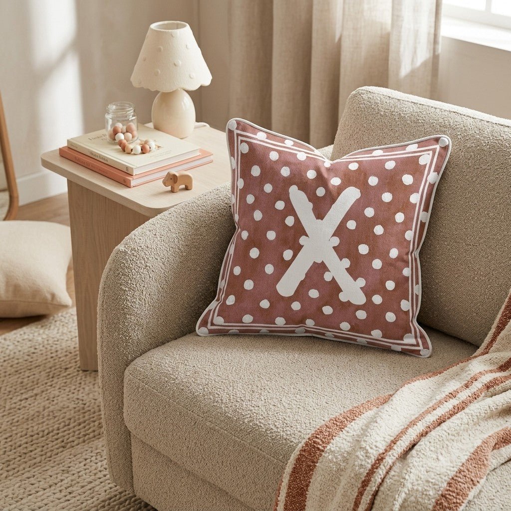 Brown Polka Dot X Throw Pillow - Hillcroft Home