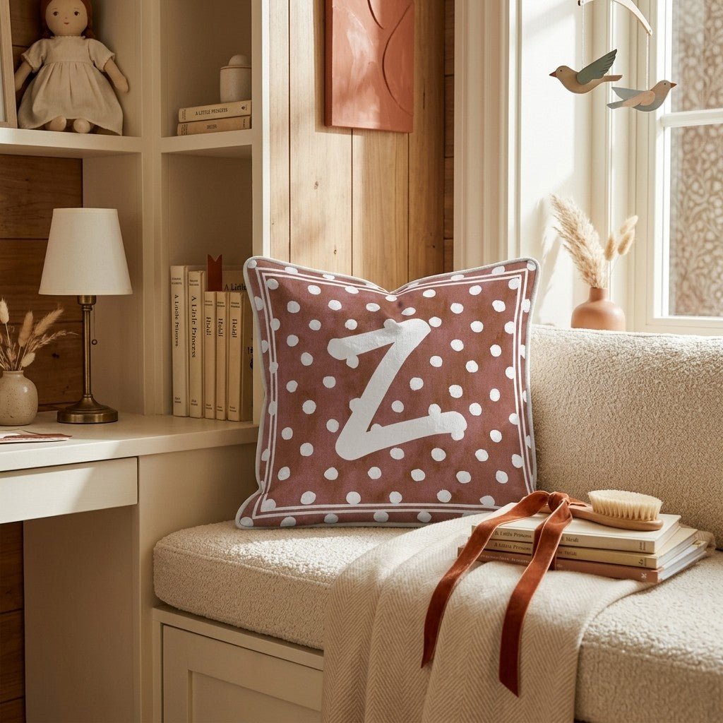Brown Polka Dot Z Throw Pillow - Hillcroft Home