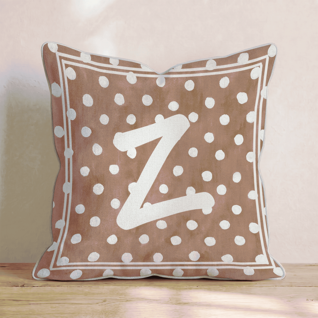 Brown Polka Dot Z Throw Pillow - Hillcroft Home