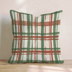 Brushstroke Green Plaid Throw Pillow - Hillcroft Home