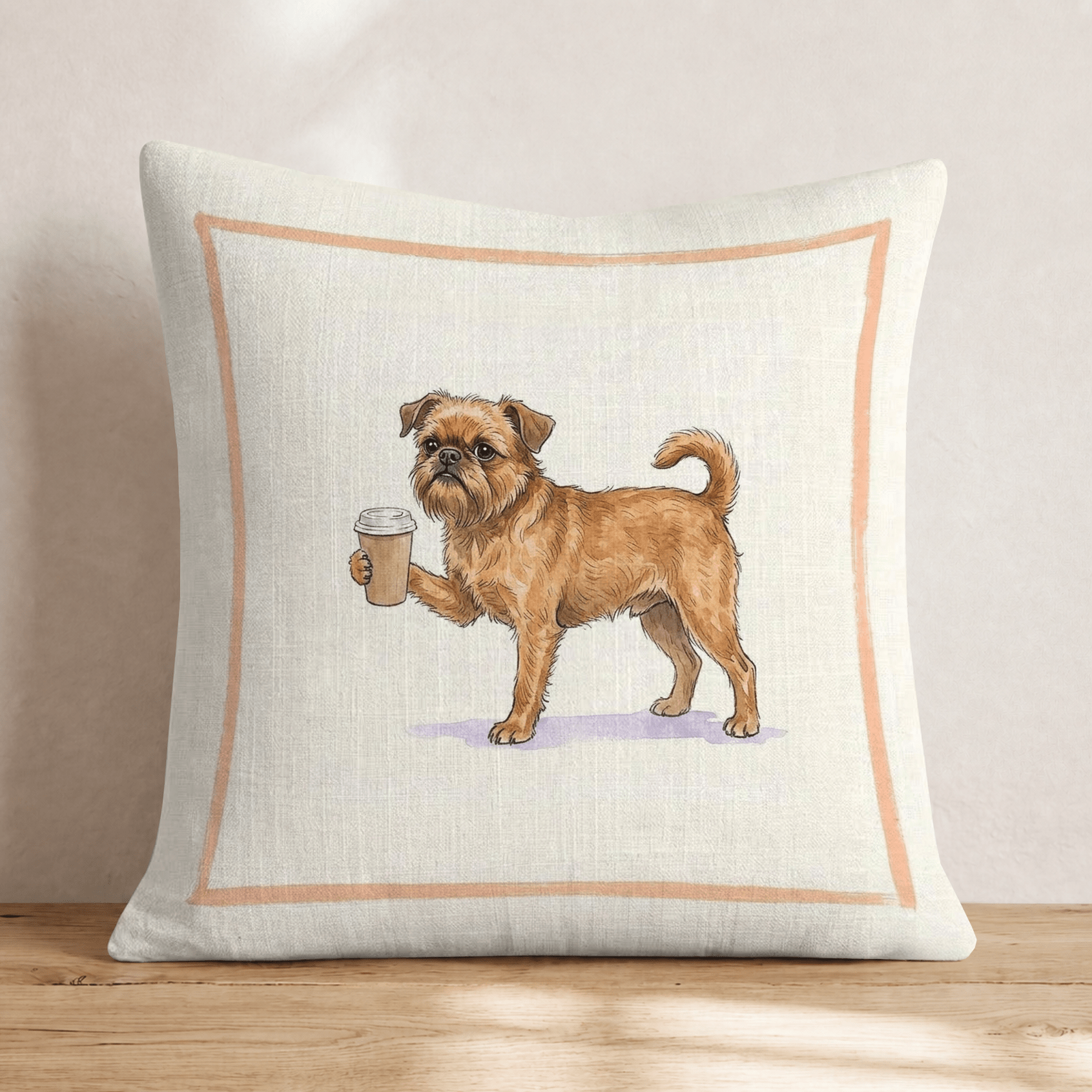 Brussels Griffon Coffee Throw Pillow - Hillcroft Home
