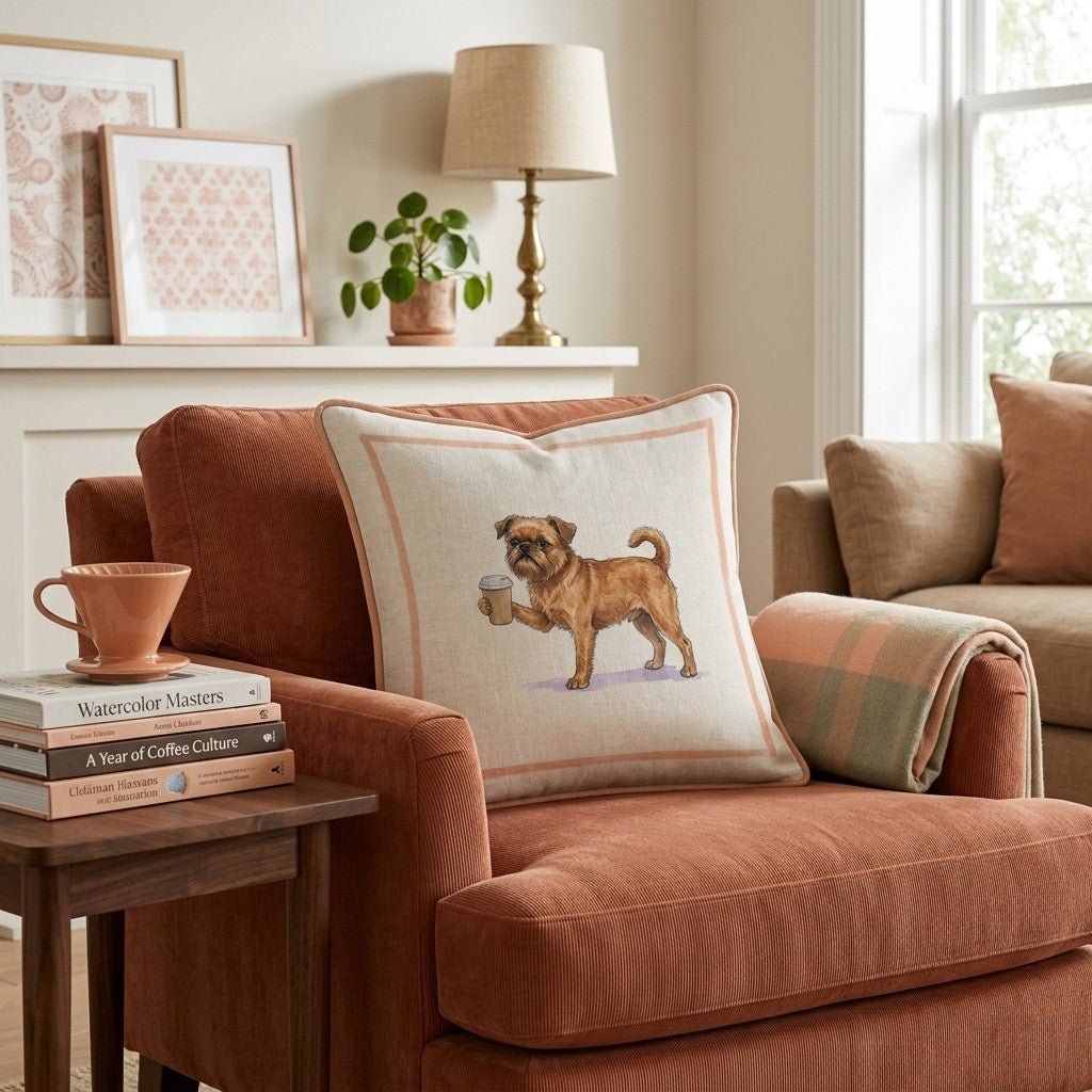 Brussels Griffon Coffee Throw Pillow - Hillcroft Home