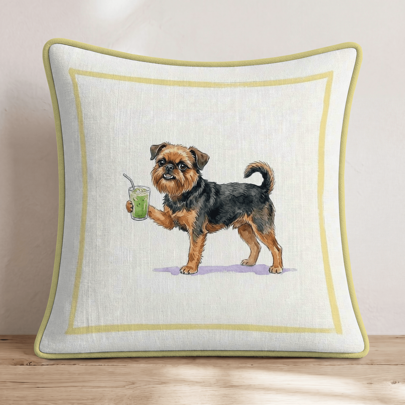 Brussels Griffon Matcha Throw Pillow - Hillcroft Home