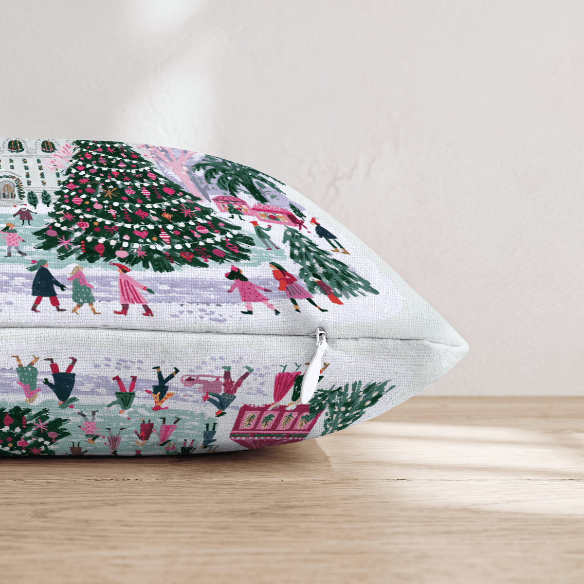 Bryant Park Skating Throw Pillow - Hillcroft Home