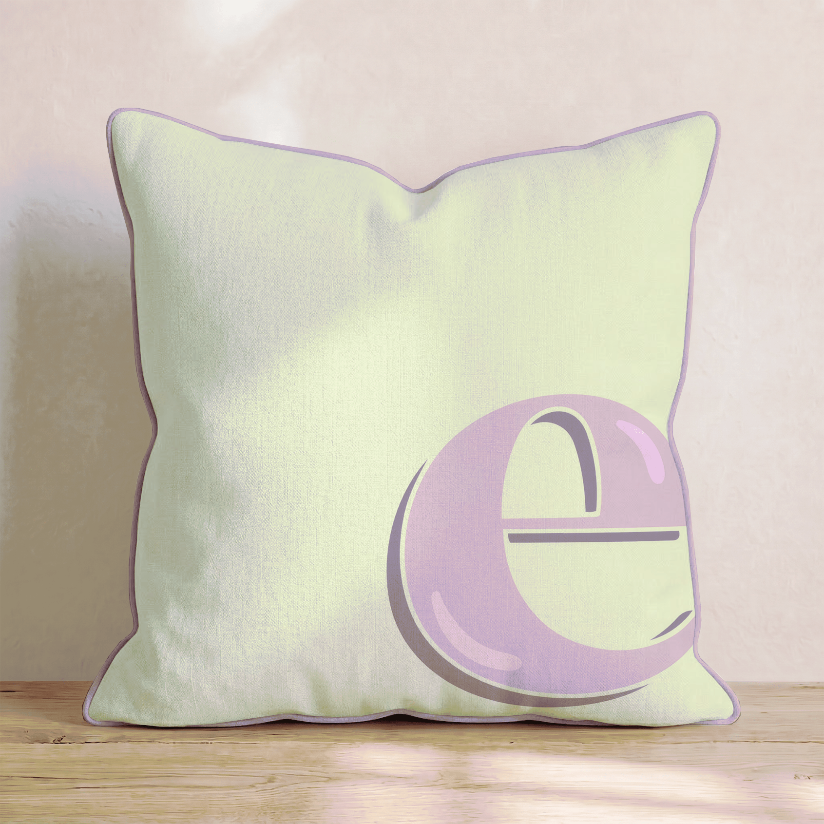 Bubblegum E Throw Pillow - Hillcroft Home