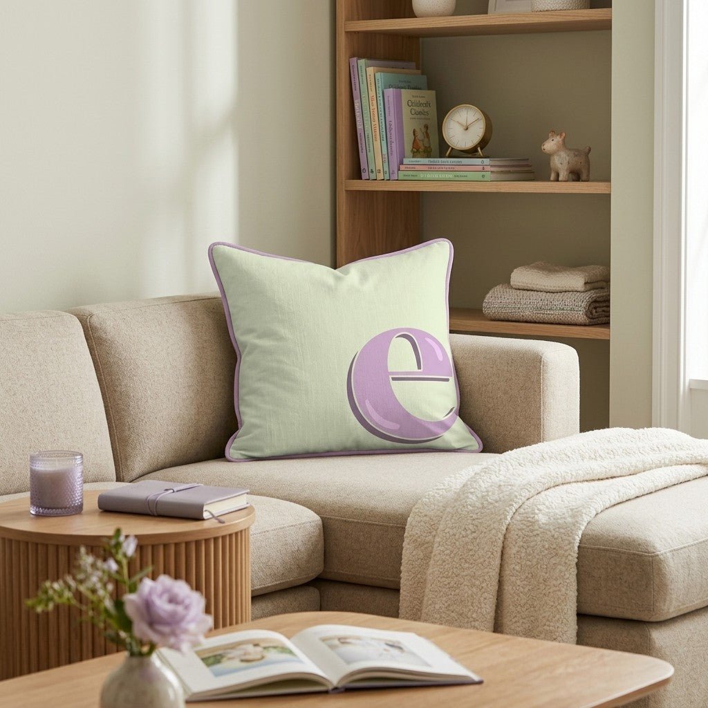 Bubblegum E Throw Pillow - Hillcroft Home