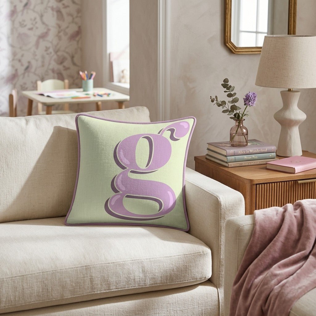 Bubblegum G Throw Pillow - Hillcroft Home