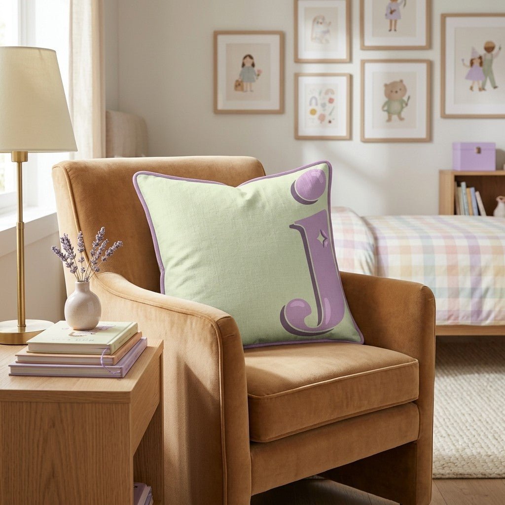 Bubblegum J Throw Pillow - Hillcroft Home