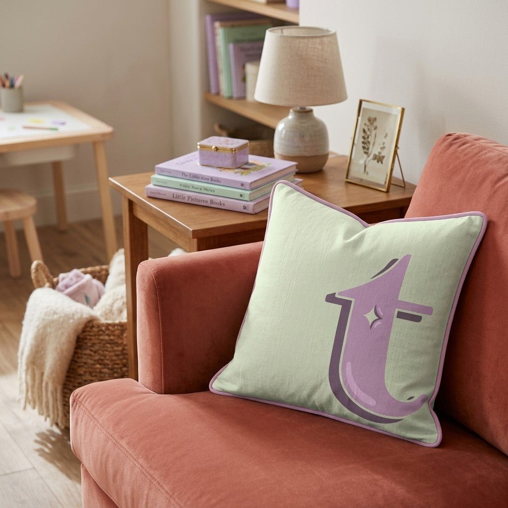 Bubblegum T Throw Pillow - Hillcroft Home