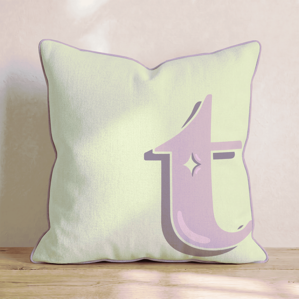 Bubblegum T Throw Pillow - Hillcroft Home