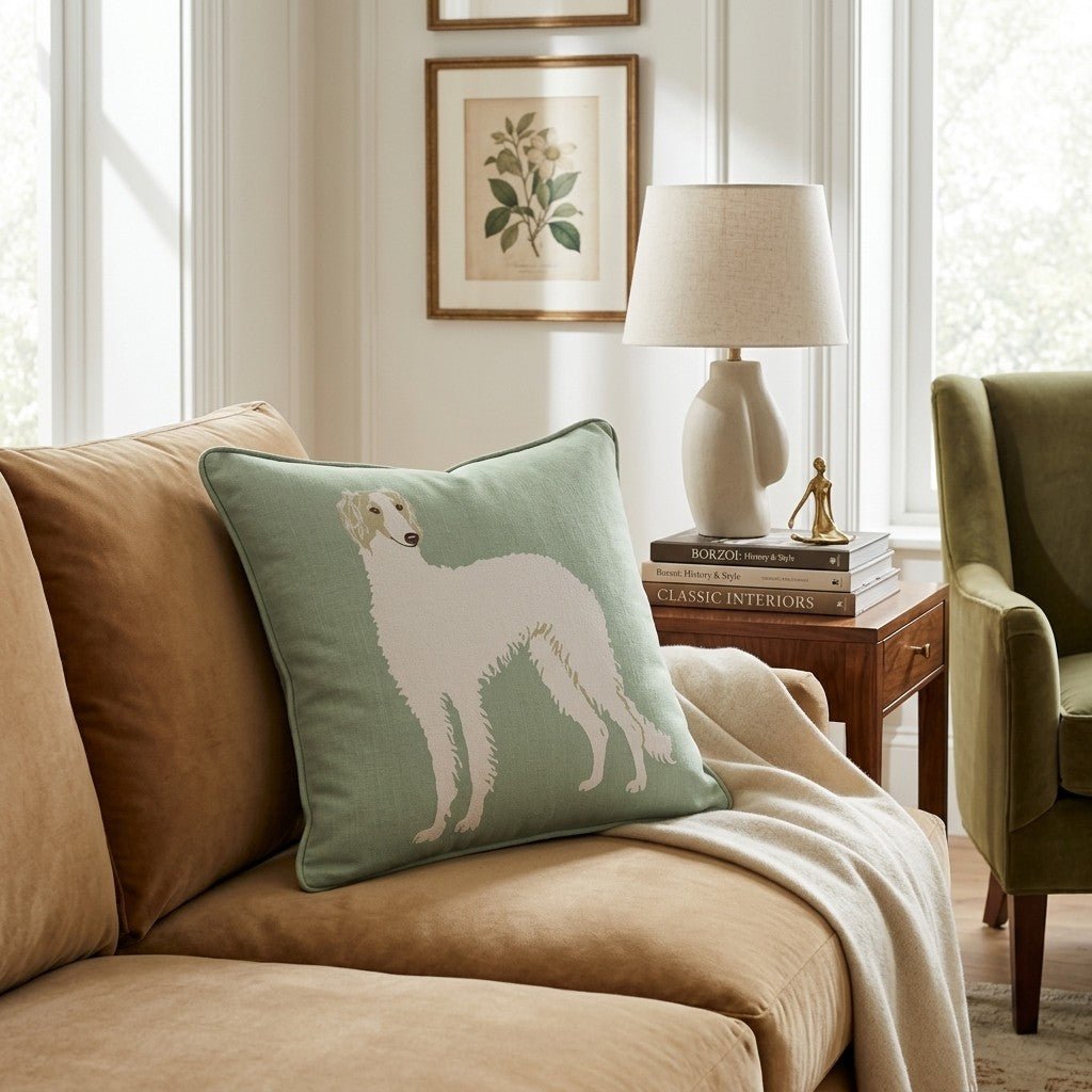 Bubbly Borzoi Throw Pillow - Hillcroft Home