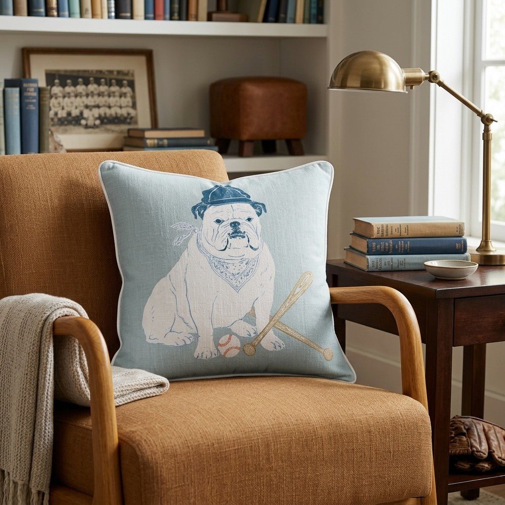 Bulldog Batter Throw Pillow - Hillcroft Home