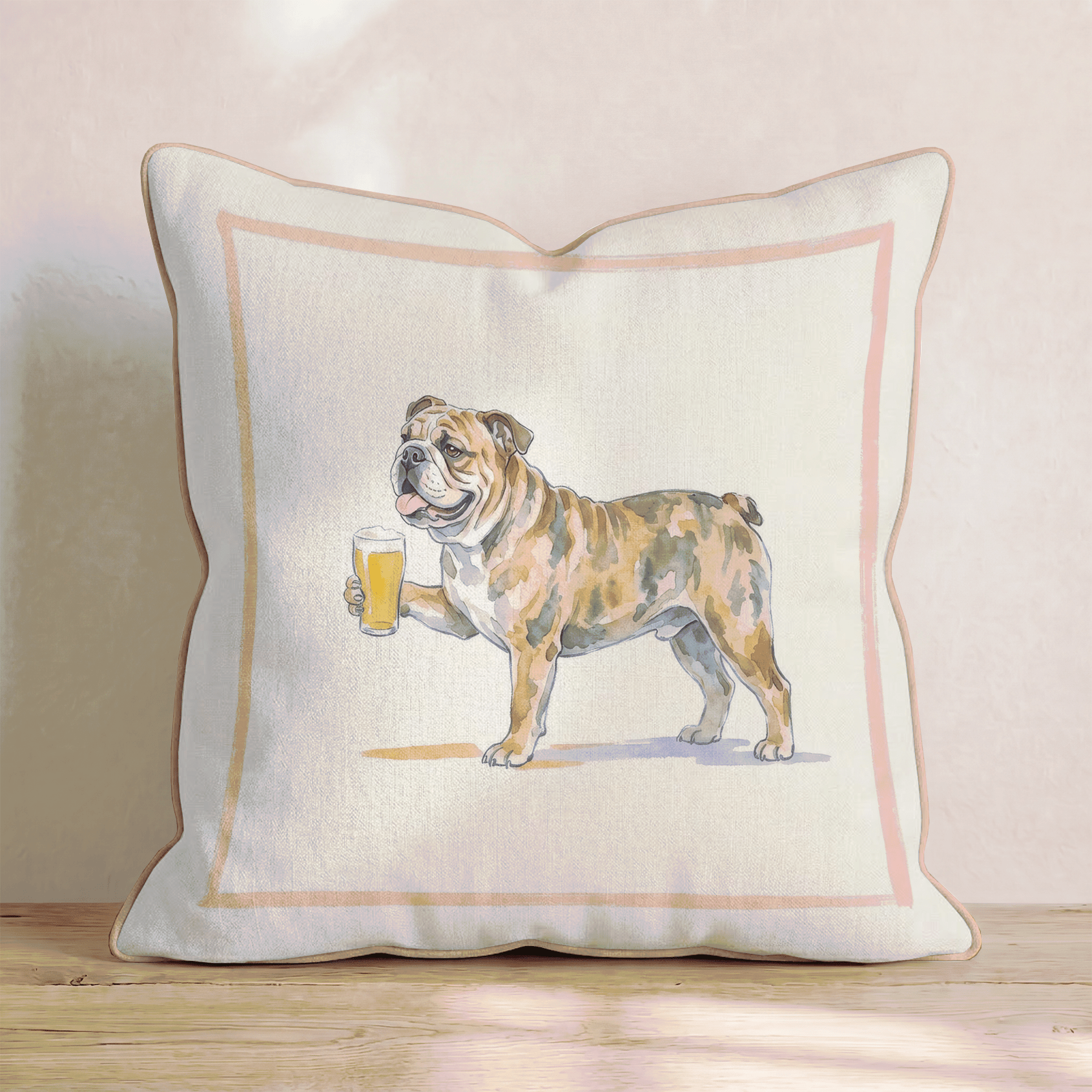 Bulldog Lager Throw Pillow - Hillcroft Home
