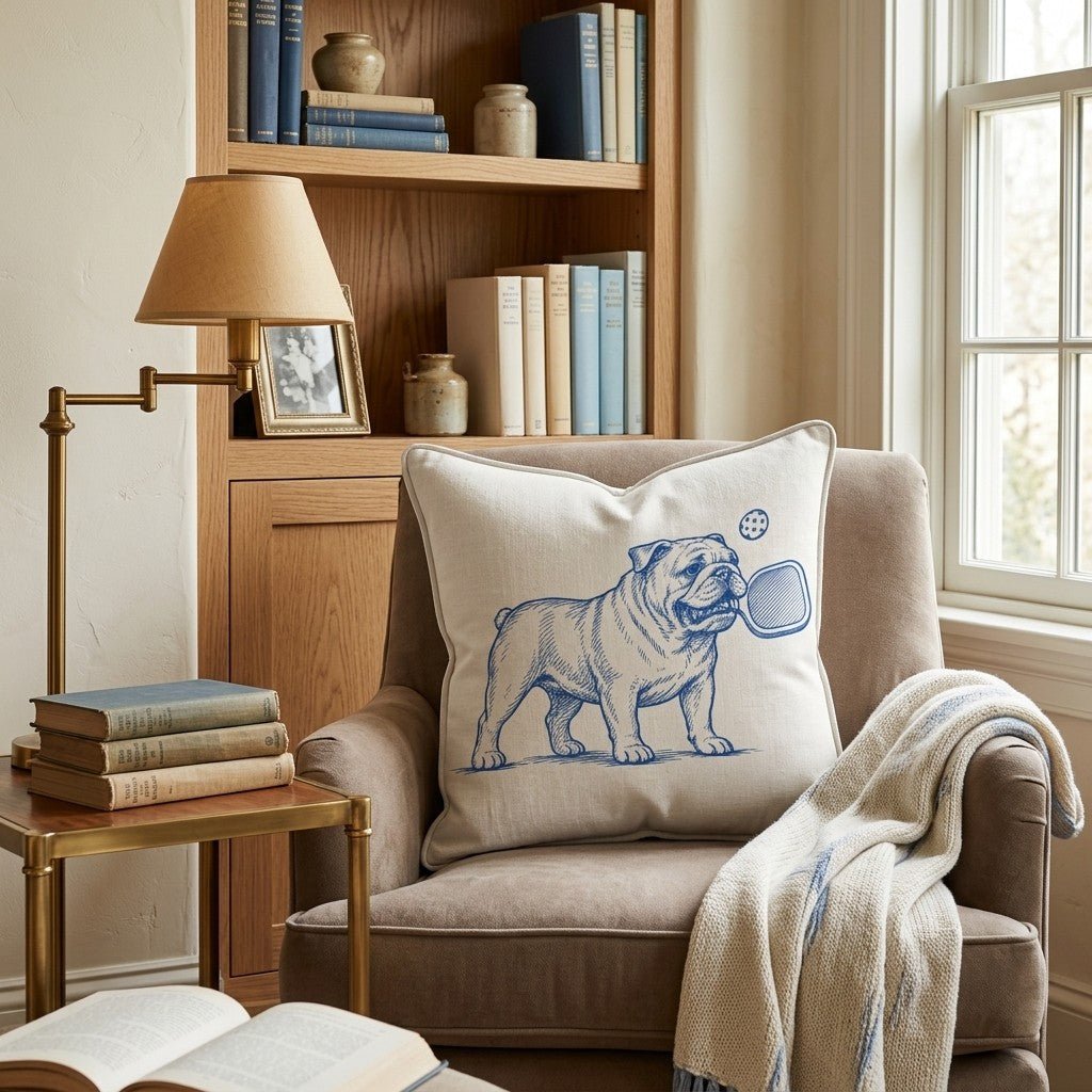 Bulldog Pickleball Throw Pillow - Hillcroft Home