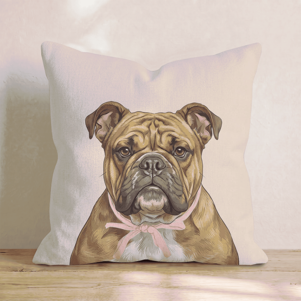 Bulldog Portrait Throw Pillow - Hillcroft Home