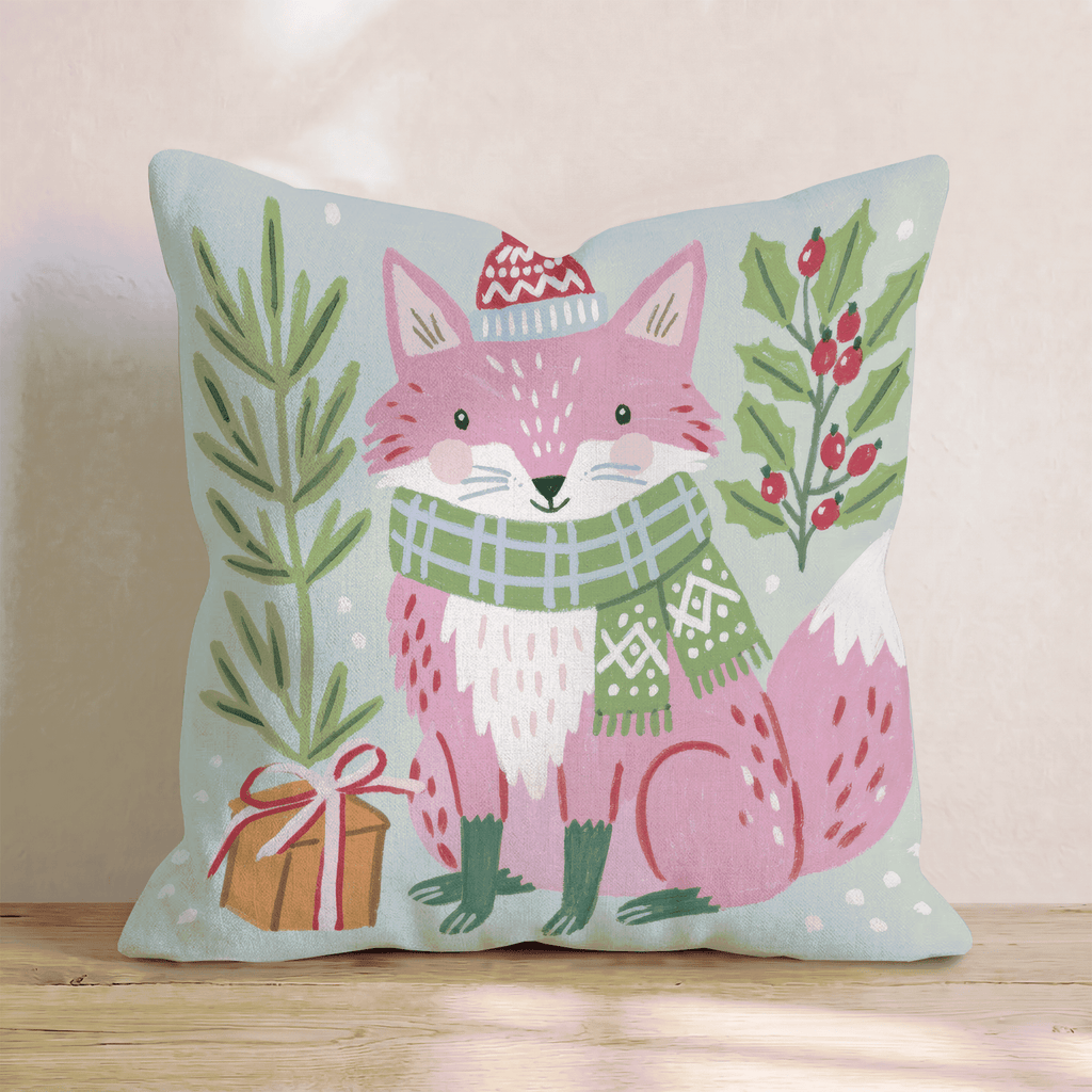 Bundled Pink Fox Throw Pillow - Hillcroft Home