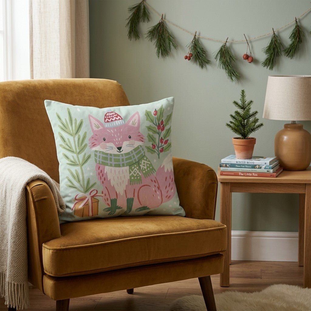 Bundled Pink Fox Throw Pillow - Hillcroft Home