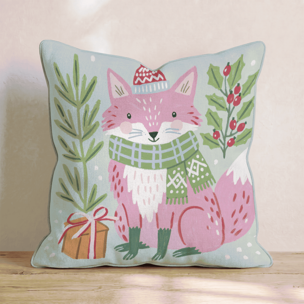 Bundled Pink Fox Throw Pillow - Hillcroft Home