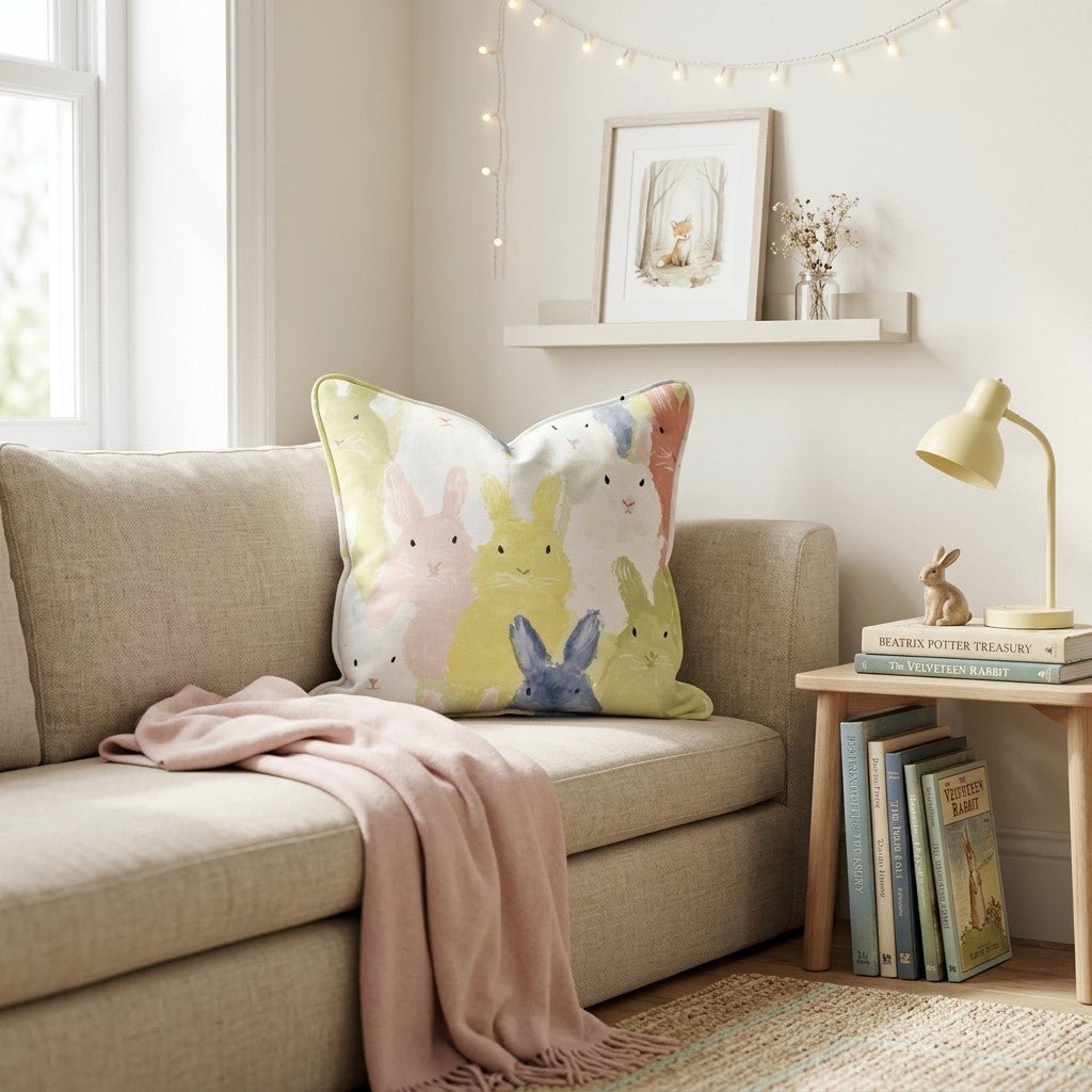 Bunnies on Bunnies Throw Pillow - Hillcroft Home