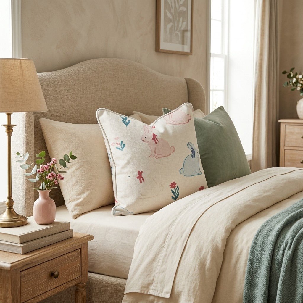 Bunny Meadow Throw Pillow - Hillcroft Home