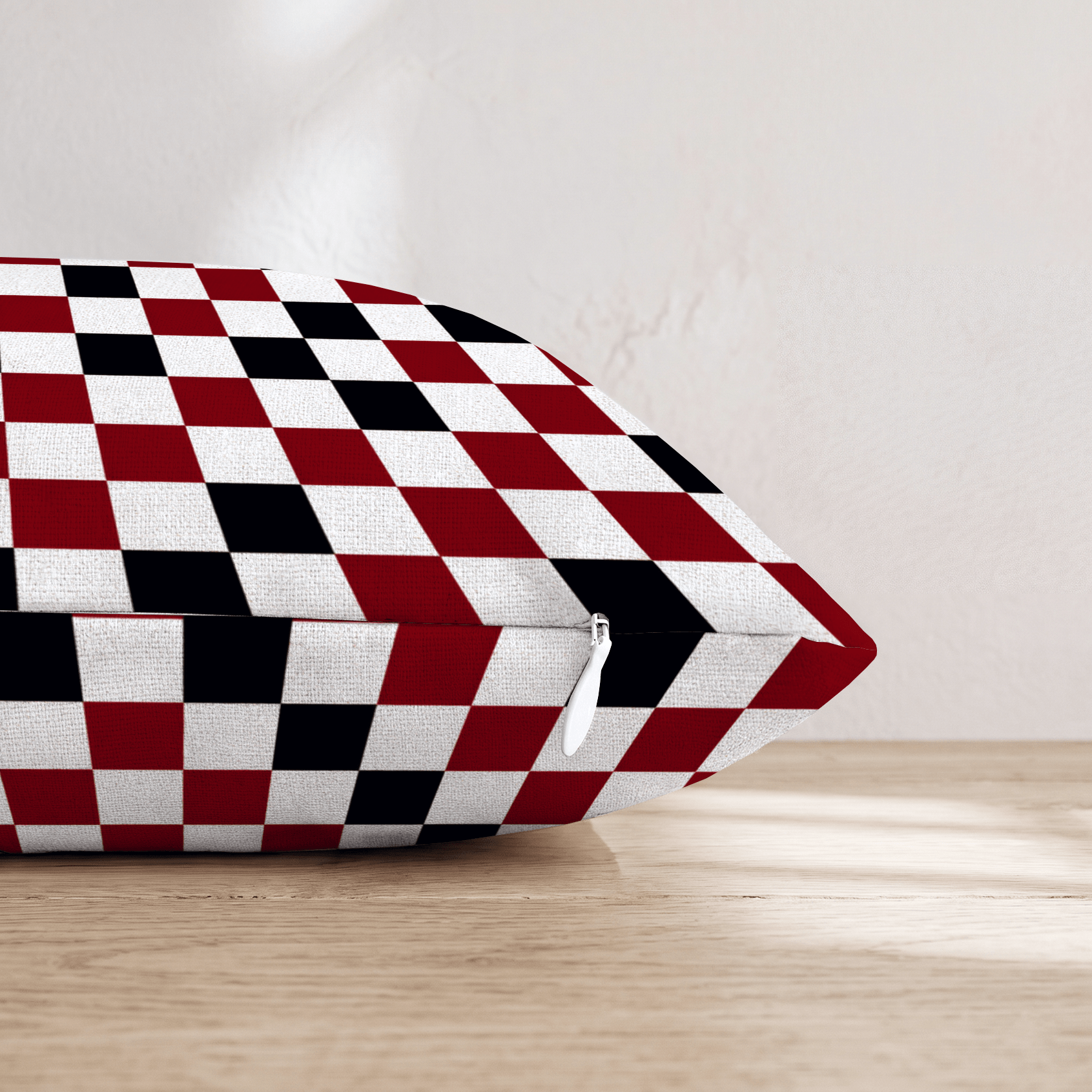 Burgundy Black Check Throw Pillow - Hillcroft Home