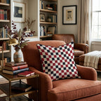 Burgundy Black Check Throw Pillow - Hillcroft Home
