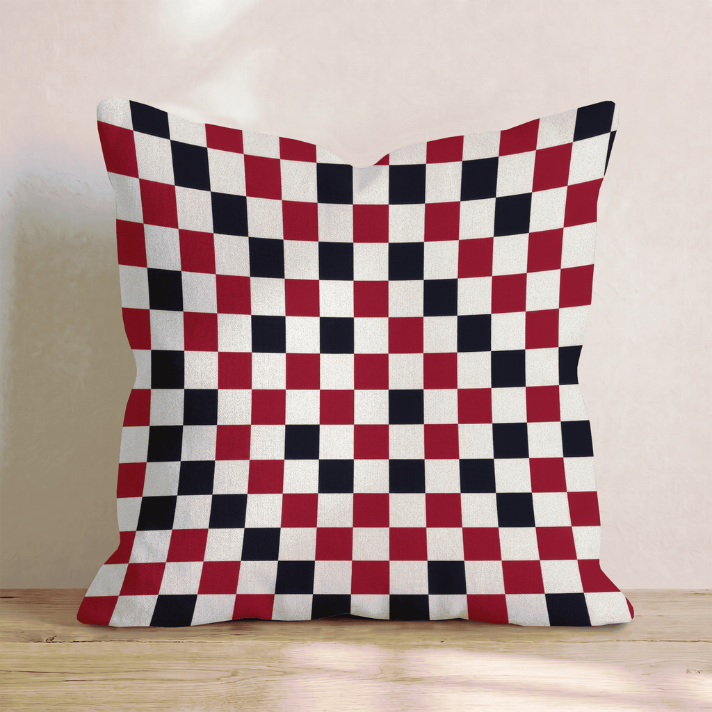 Burgundy Black Check Throw Pillow - Hillcroft Home