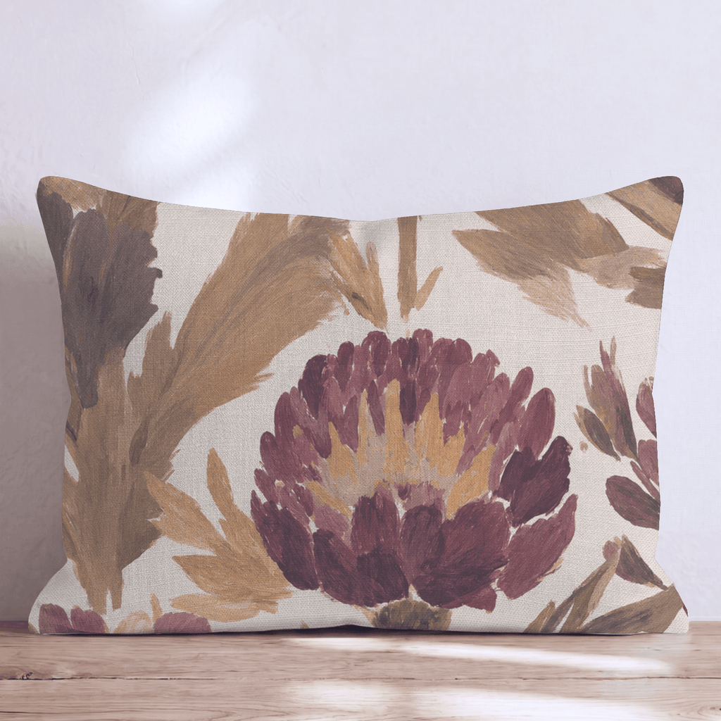 Burgundy Garden Thistle Throw Pillow throw pillow - Hillcroft Home
