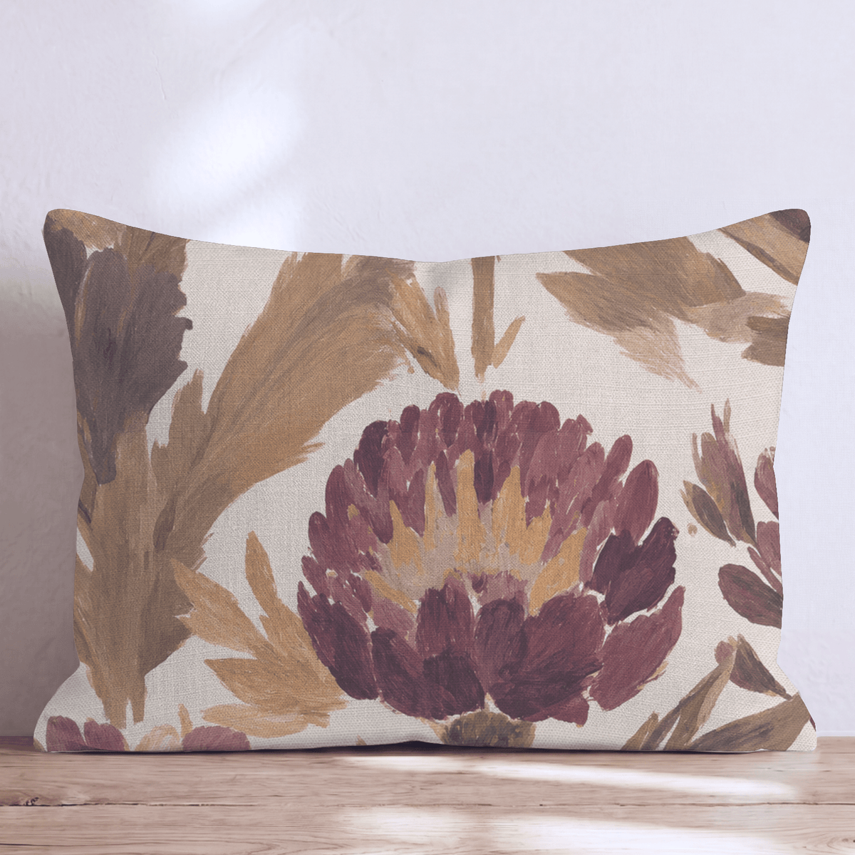 Burgundy Garden Thistle Throw Pillow throw pillow - Hillcroft Home