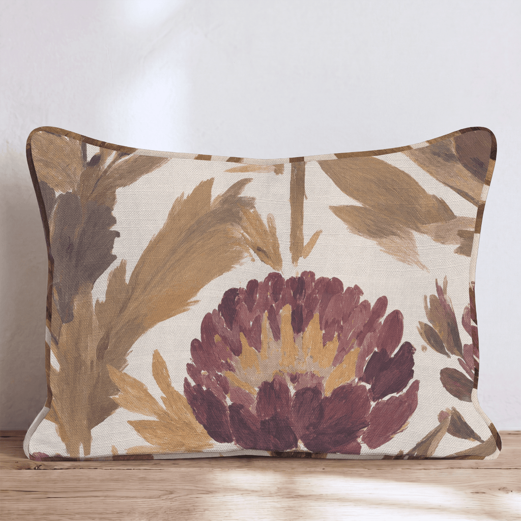 Burgundy Garden Thistle Throw Pillow throw pillow - Hillcroft Home