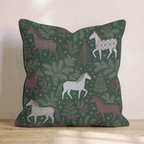 Burgundy Pattern Horses Throw Pillow - Hillcroft Home