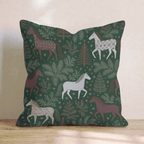 Burgundy Pattern Horses Throw Pillow - Hillcroft Home