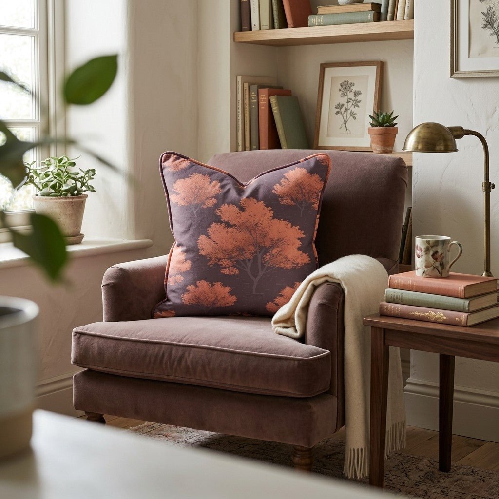 Burning Leaves Tree Throw Pillow - Hillcroft Home