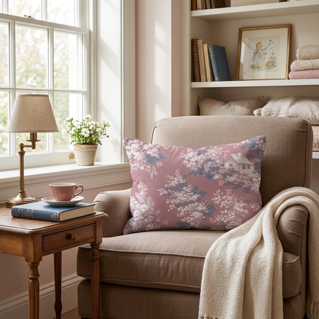 Burnt Red Toile Throw Pillow - Hillcroft Home