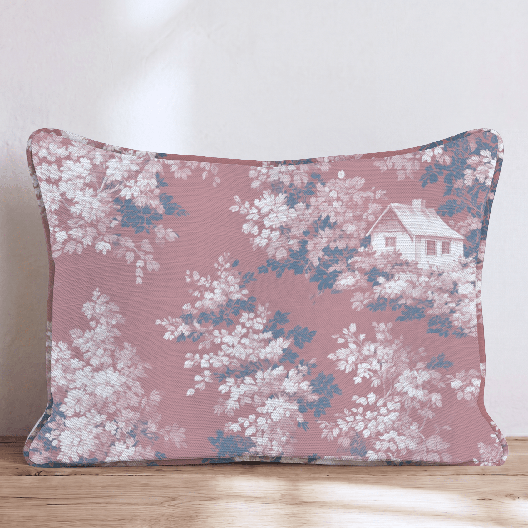 Burnt Red Toile Throw Pillow - Hillcroft Home