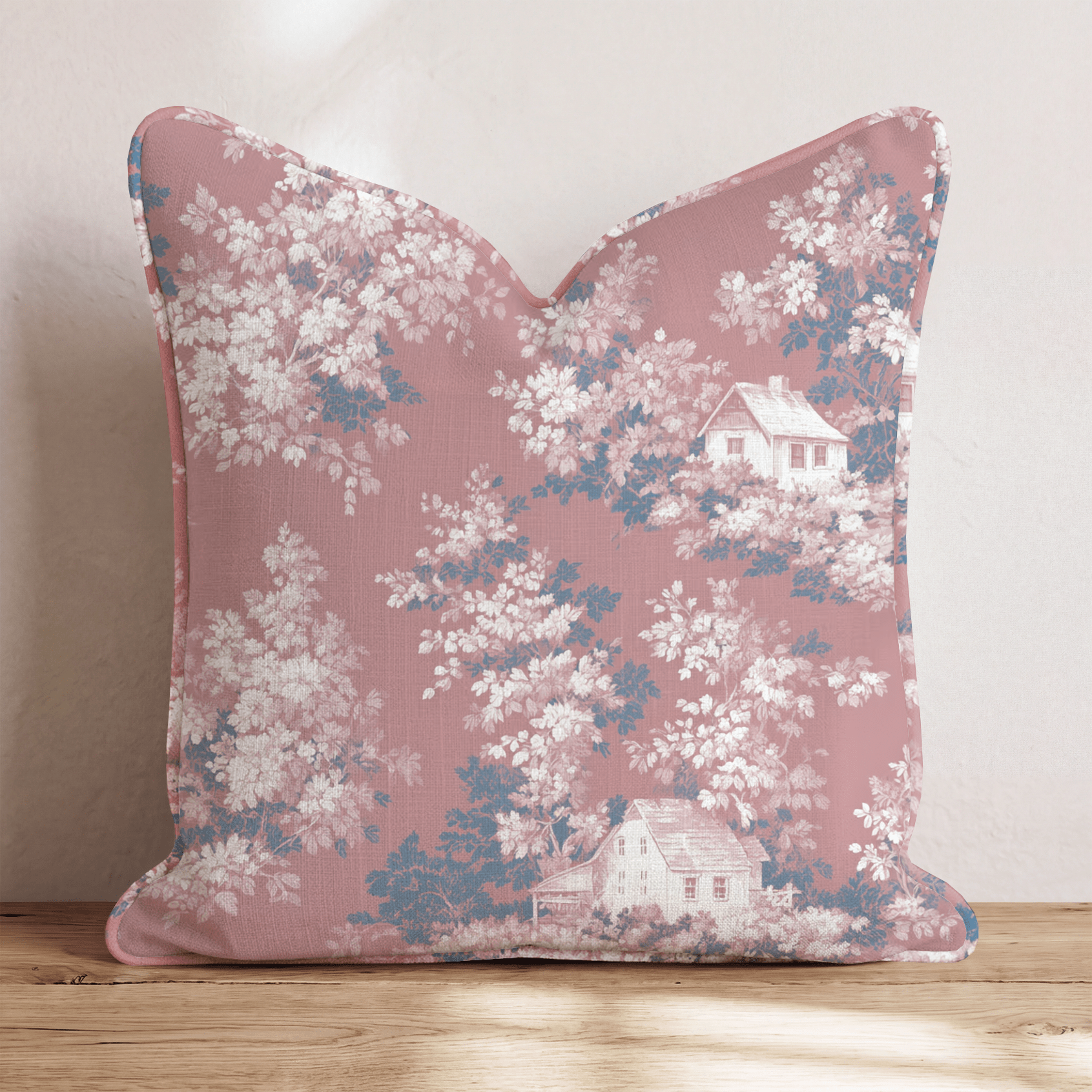 Burnt Red Toile Throw Pillow - Hillcroft Home