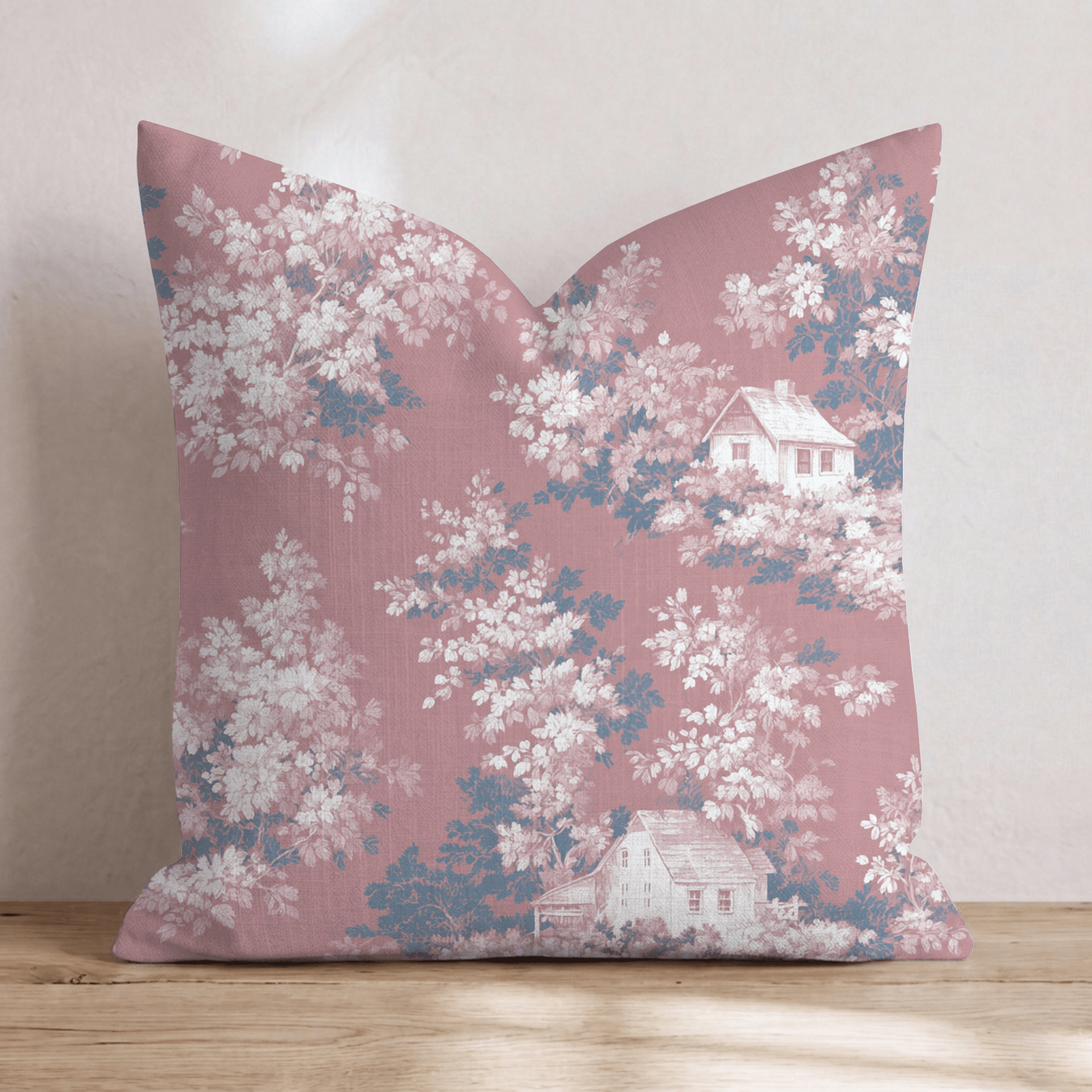 Burnt Red Toile Throw Pillow - Hillcroft Home