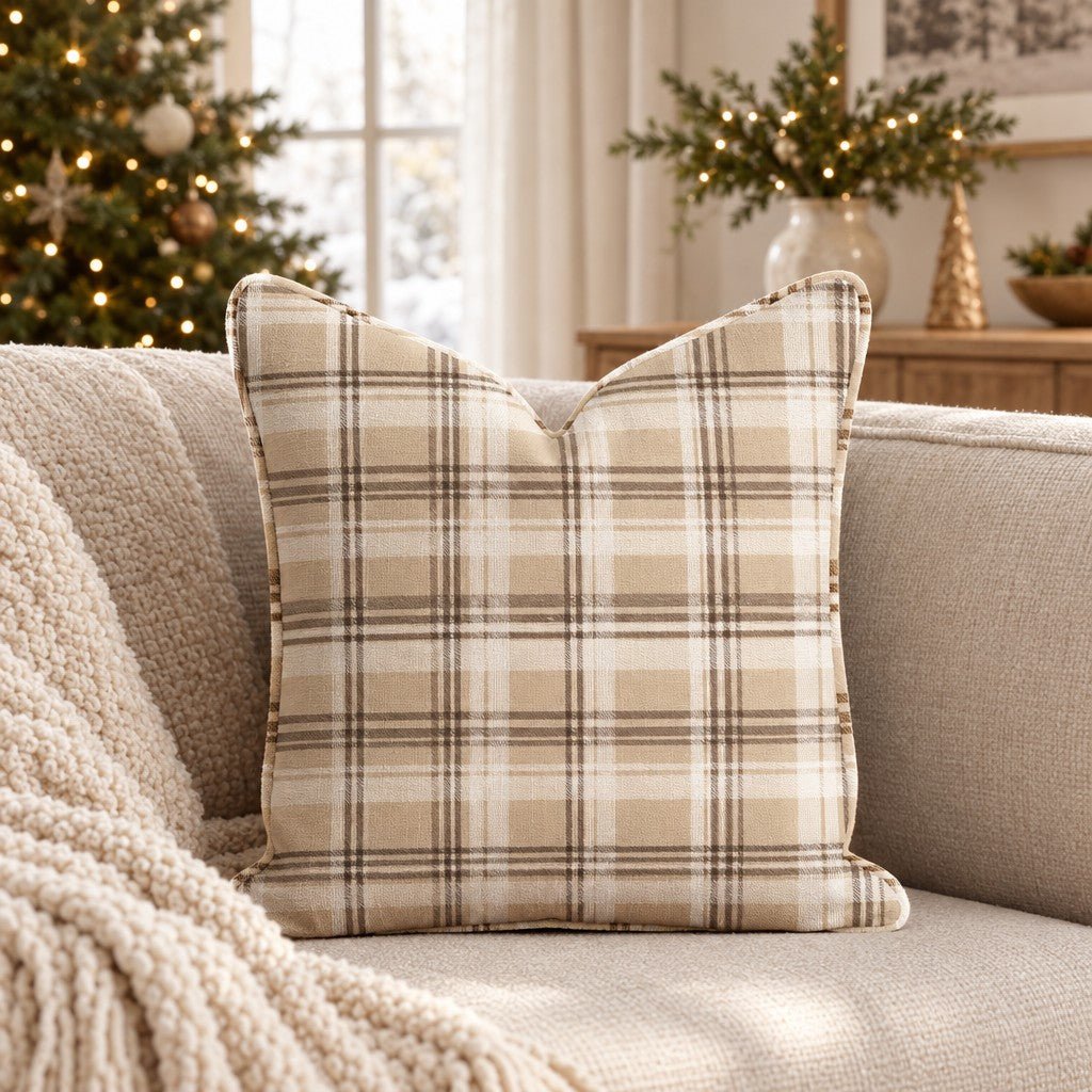 Butterscotch Plaid Throw Pillow throw pillow - Hillcroft Home