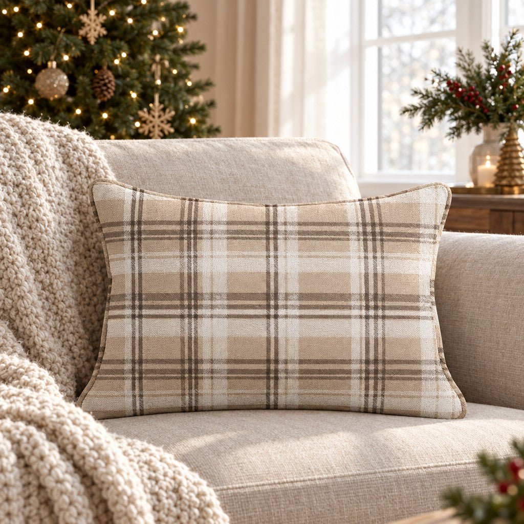 Butterscotch Plaid Throw Pillow throw pillow - Hillcroft Home