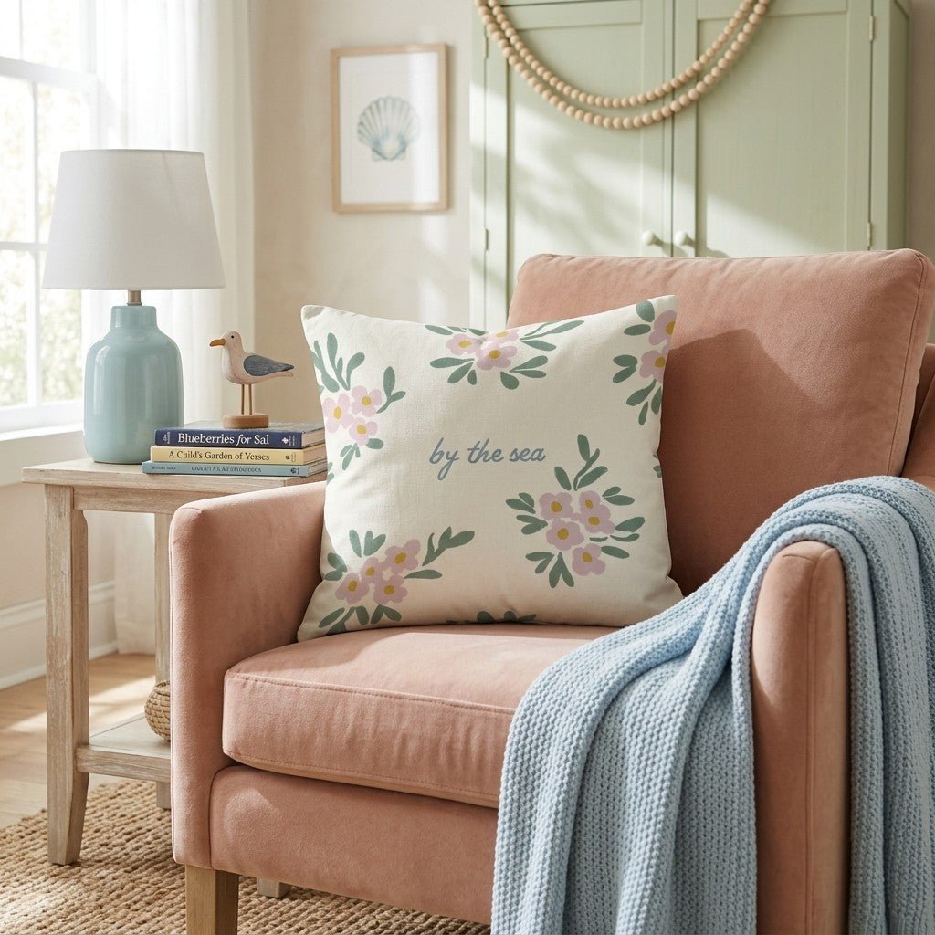 By the Sea Throw Pillow - Hillcroft Home