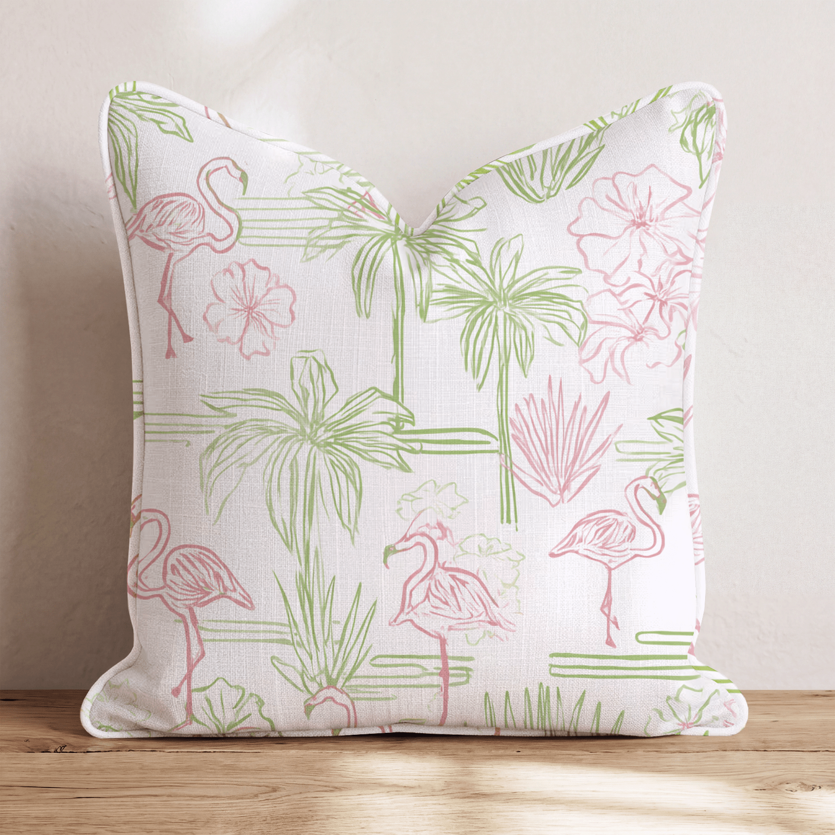 Cabana Flamingos Throw Pillow - Hillcroft Home